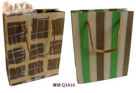 《香氛市集》Q3A16棉繩紙袋~直橫花紋圖(3個)